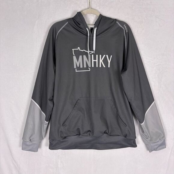 UNRL SilkSeries MN Hockey Grey Hooded Pullover Sweatshirt Men's Large - Picture 1 of 13